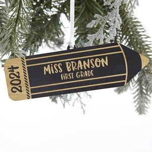 Wood Pencil Personalized Teacher Ornament - Black Wood