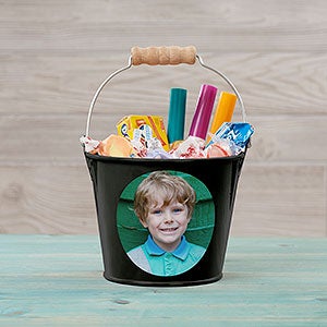Personalized Photo Mini Metal Bucket for Kids - Black
