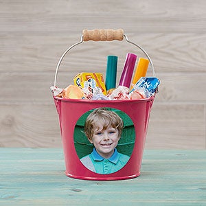 Personalized Photo Mini Metal Bucket for Kids - Pink