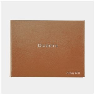 Premium Debossed Leather Guestbook - Tan