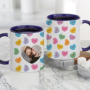 Conversation Hearts Personalized Valentine's Day Coffee Mug 11oz Blue