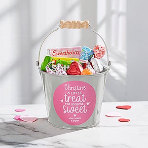 A Little Treat for Someone Sweet Personalized Mini Metal Bucket - Silver