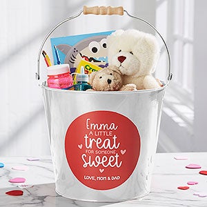 A Little Treat for Someone Sweet Personalized Large Metal Bucket - White