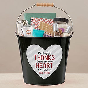 Heart Into Teaching Personalized Large Treat Bucket - Black
