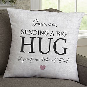 Sending Hugs Personalized 18-inch Velvet Throw Pillow