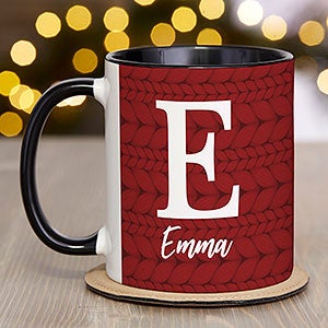 Christmas Sweater Monogram Personalized Coffee Mug 11oz Black