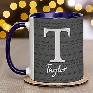 Christmas Sweater Monogram Personalized Coffee Mug 11oz Blue