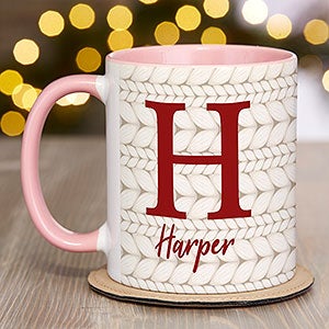 Christmas Sweater Monogram Personalized Coffee Mug 11oz Pink