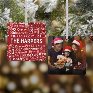 Red & White Family Christmas Personalized Ornament - 2 Sided Metal