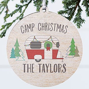 Christmas Camper Personalized Ornament - 1 Sided Wood