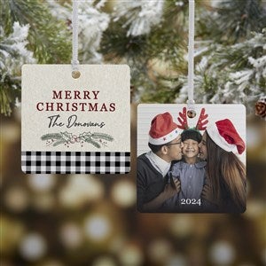 Festive Foliage Personalized Christmas Ornament - 2 Sided Metal