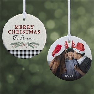 Festive Foliage Personalized Christmas Ornament - 2 Sided Glossy