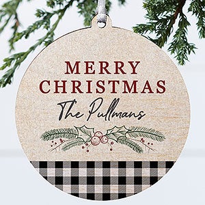Festive Foliage Personalized Christmas Ornament - 1 Sided Wood