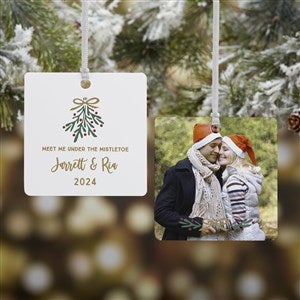 Meet Me Under The Mistletoe Personalized Ornament - 2 Sided Metal