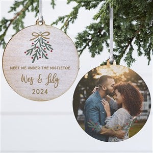 Meet Me Under The Mistletoe Personalized Ornament - 2 Sided Wood