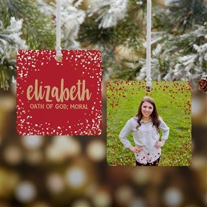 Sparkling Name Meaning Personalized Square Photo 2 Sided Ornament