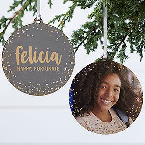 Sparkling Name Meaning Personalized Ornament - 2 Sided Wood