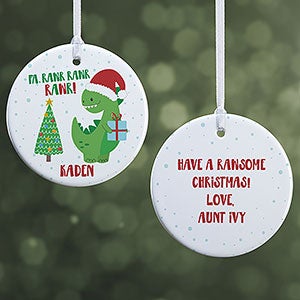 Dino Christmas Personalized Ornament - 2 Sided Glossy