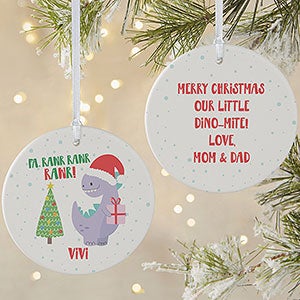 Dino Christmas Personalized Ornament - 2 Sided Matte