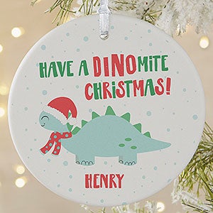 Dino Christmas Personalized Ornament - 1 Sided Matte