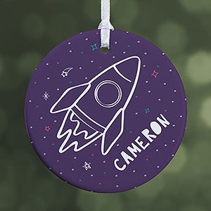 Rocket Ship Personalized Ornament - 1 Sided Glossy