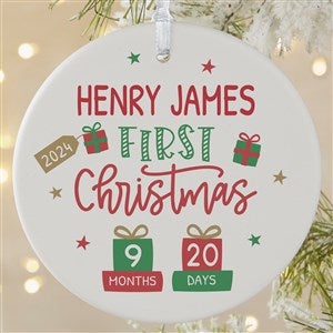 Baby's First Christmas Age Personalized Ornament - 1 Sided Matte