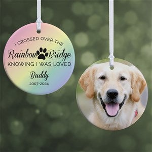 Rainbow Bridge Pet Memorial Personalized Ornament - 2 Sided Glossy