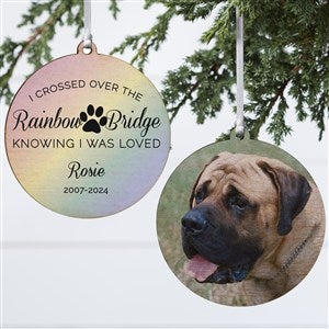 Rainbow Bridge Pet Memorial Personalized Ornament - 2 Sided Wood