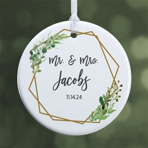 Geo Prism Wedding Personalized Ornament - 1 Sided Glossy