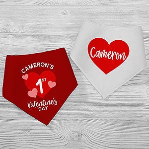 First Valentine's Day Personalized Bandana Bibs - Set of 2