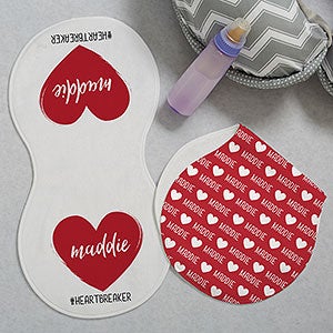 Scripty Heart Personalized Valentine's Day Burp Cloths