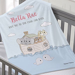Precious Moments Noah's Ark Personalized Baby Girl 30x40 Fleece Blanket