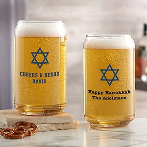Choose Your Icon Personalized Hanukkah 16oz Beer Can Glass