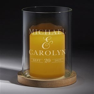 Moody Chic Wedding Personalized Wood Hurricane Candle Holder - 28512