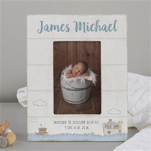 Precious Moments Noah's Ark Personalized Baby Boy Shiplap Frame 4x6 Vertical