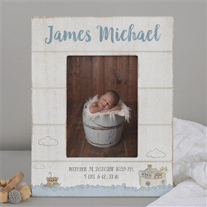 Precious Moments Noah's Ark Personalized Baby Boy Shiplap Frame 5x7 Vertical