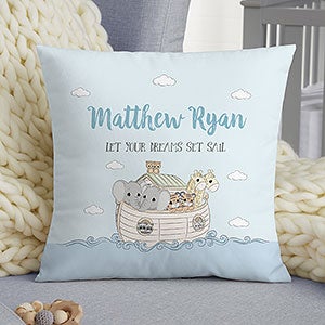 Precious Moments Noah's Ark Personalized Baby 14-inch Velvet Throw Pillow