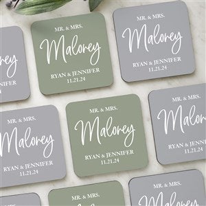 Classic Elegance Personalized Wedding Coaster Favors - Set of 12