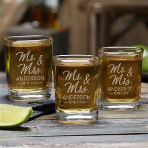 Stamped Elegance Wedding Favor Personalized Shot Glass
