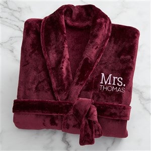 Mr. or Mrs. Embroidered Luxury Fleece Robe - Maroon