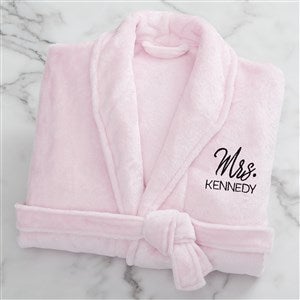 Mr. or Mrs. Embroidered Luxury Fleece Robe - Pink