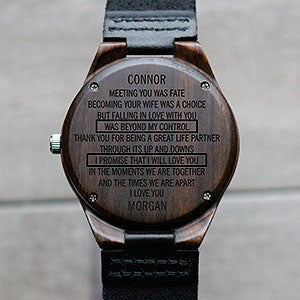 To My Husband Engraved Sandalwood Watch