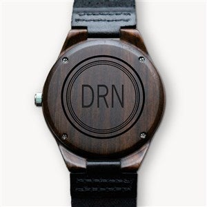 Circle Monogram Engraved Sandalwood Watch