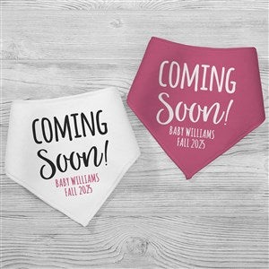 Coming Soon Pregnancy Announcement Personalized Bandana Bibs