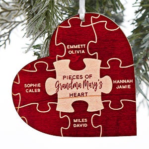 Pieces Of Her Heart Personalized Red Maple Wood Ornament