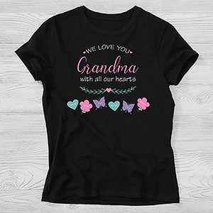 Grandma Has All Our Hearts Personalized Hanes Ladies Fitted Tee