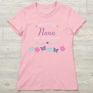 Grandma Has All Our Hearts Personalized Next Level Ladies Fitted Tee