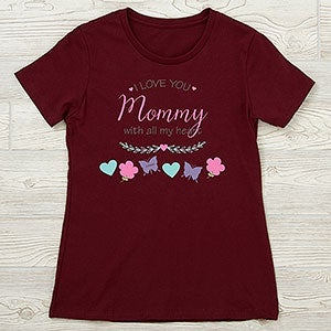 Mom Has All Our Hearts Personalized Next Level Ladies Fitted Tee