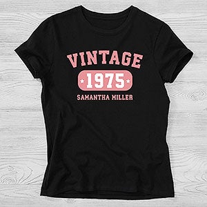 Vintage Birthday Personalized Hanes Ladies Fitted Tee