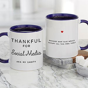 Thankful For Personalized Coffee Mug 11 oz Blue